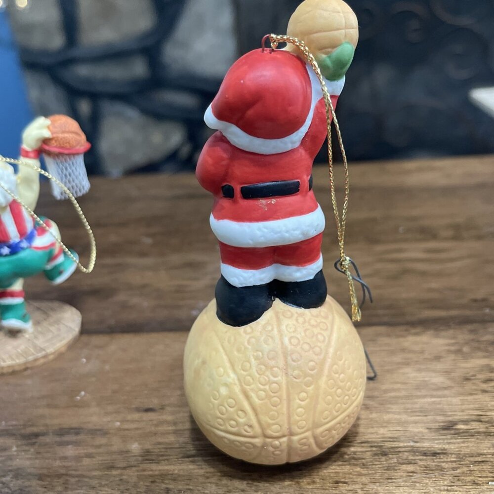 3 Santa Claus Christmas Ornaments, Sports Themed Basketball, Football Read‎ - Picture 8 of 11